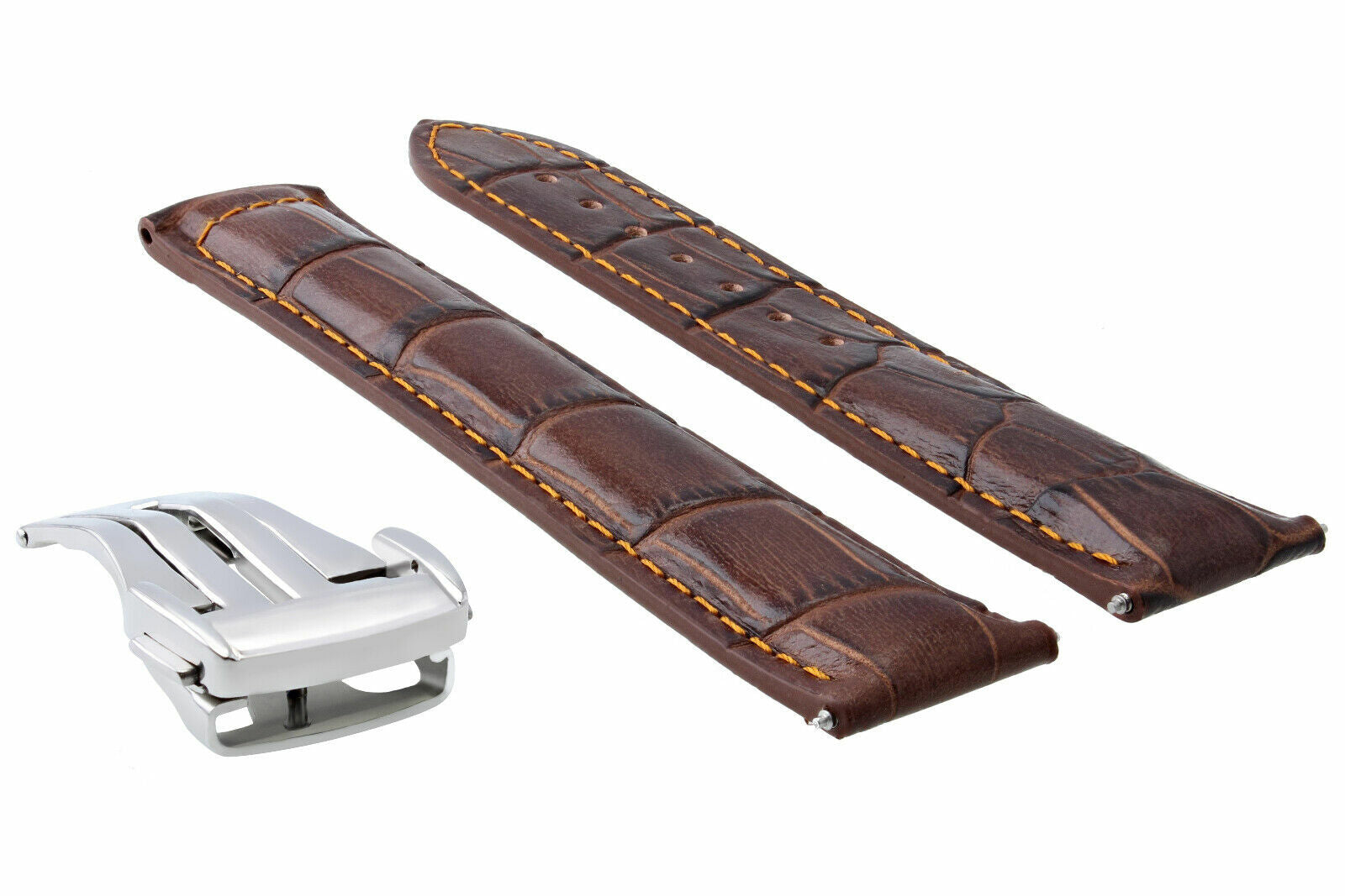 22MM LEATHER BAND STRAP BUCKLE CLASP FOR OMEGA SEAMASTER PLANET WATCH L/BROWN OS