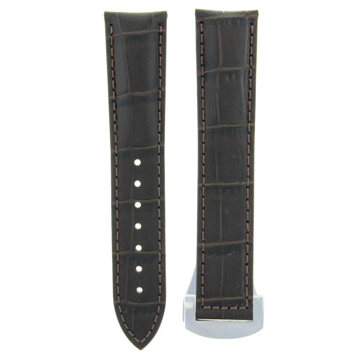 22MM LEATHER WATCH BAND STRAP FOR OMEGA SEAMASTER PLANET WATCH CLASP D/BROWN