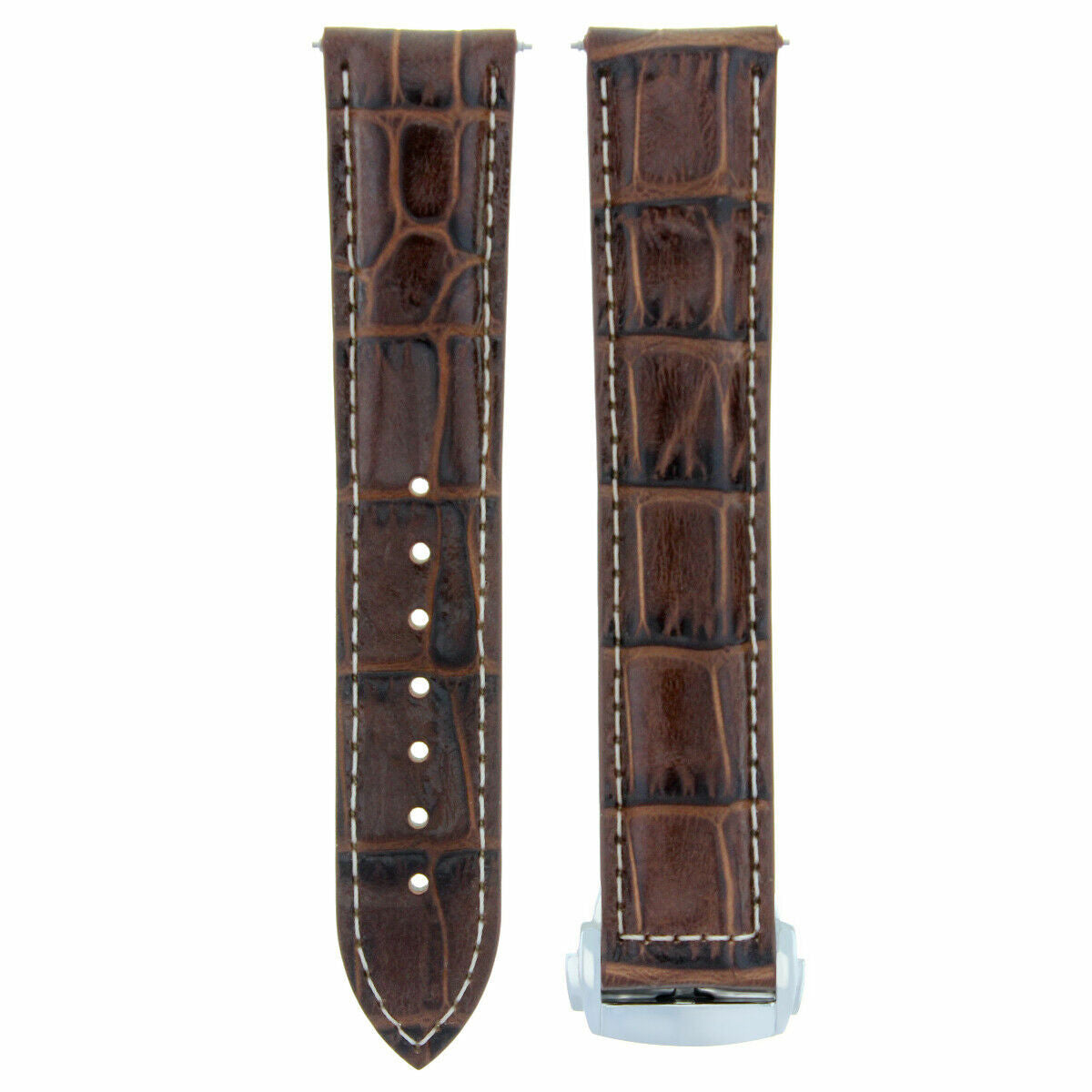 20MM LEATHER WATCH BAND STRAP FOR 41MM OMEGA SEAMASTER PLANET CLASP BROWN WS