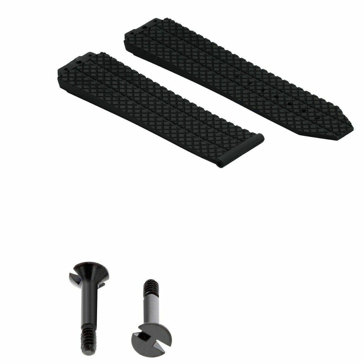 24MM RUBBER BAND STRAP FOR HUBLOT 44-44.5MM H BIG BANG 2 BLACK SCREW STEEL BLACK