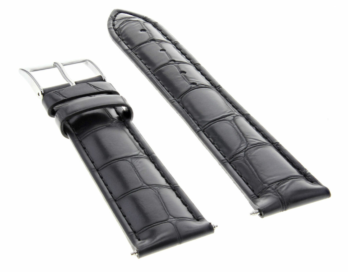 19-20MM LEATHER WATCH BAND STRAP TAPERING TO 16MM FOR ROLEX DATE, DATEJUST WATCH, Black, view 3