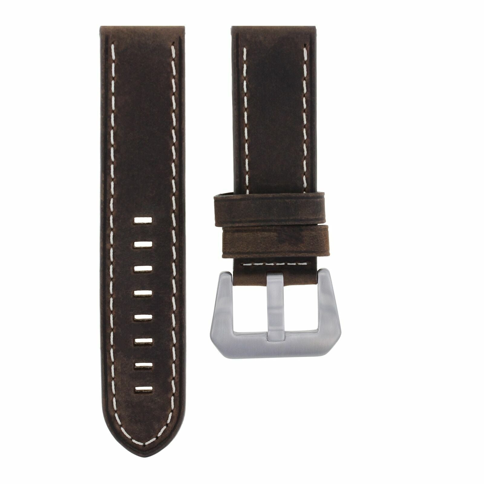 24MM LEATHER WATCH BAND STRAP FOR BREITLING WATCH NAVITIMER COLT D/BROWN WS