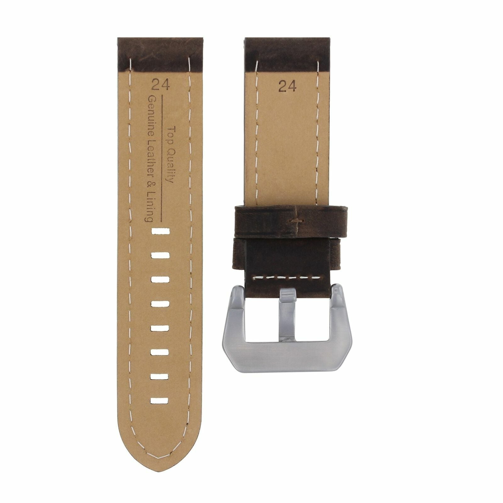 24MM LEATHER WATCH BAND STRAP FOR BREITLING WATCH NAVITIMER COLT D/BROWN WS