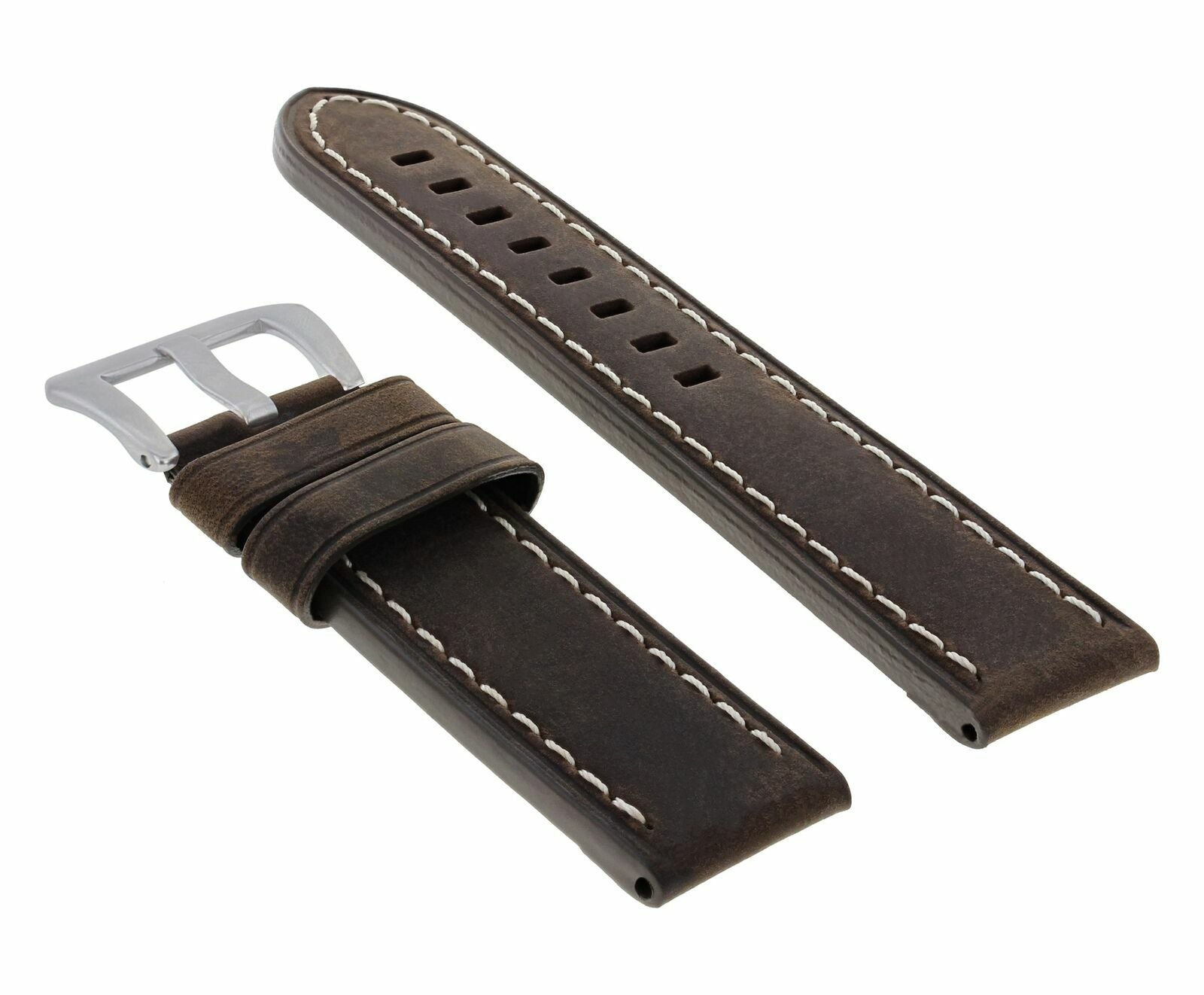 24MM LEATHER WATCH BAND STRAP FOR BREITLING WATCH NAVITIMER COLT D/BROWN WS