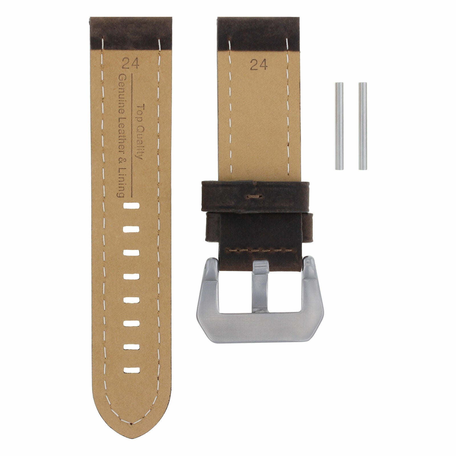 24MM COW LEATHER WATCH BAND STRAP FOR BREITLING NAVITIMER CHRONOMAT DARK BROWN