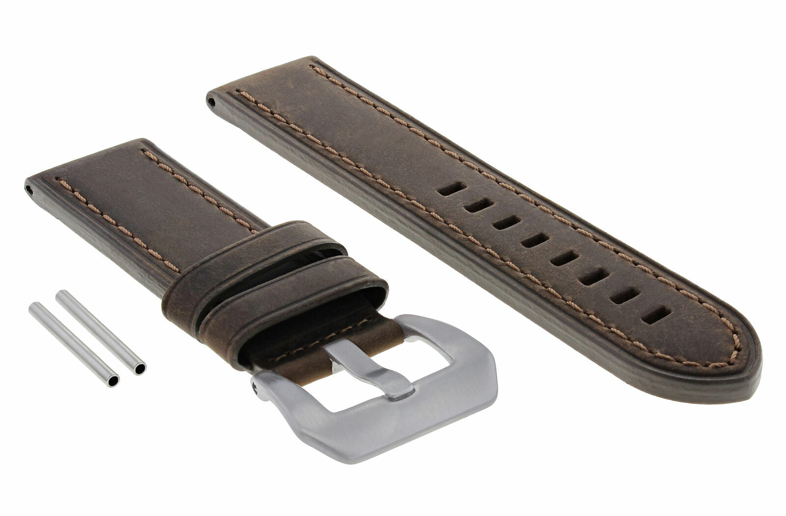24MM COW LEATHER WATCH BAND STRAP FOR BREITLING NAVITIMER CHRONOMAT DARK BROWN