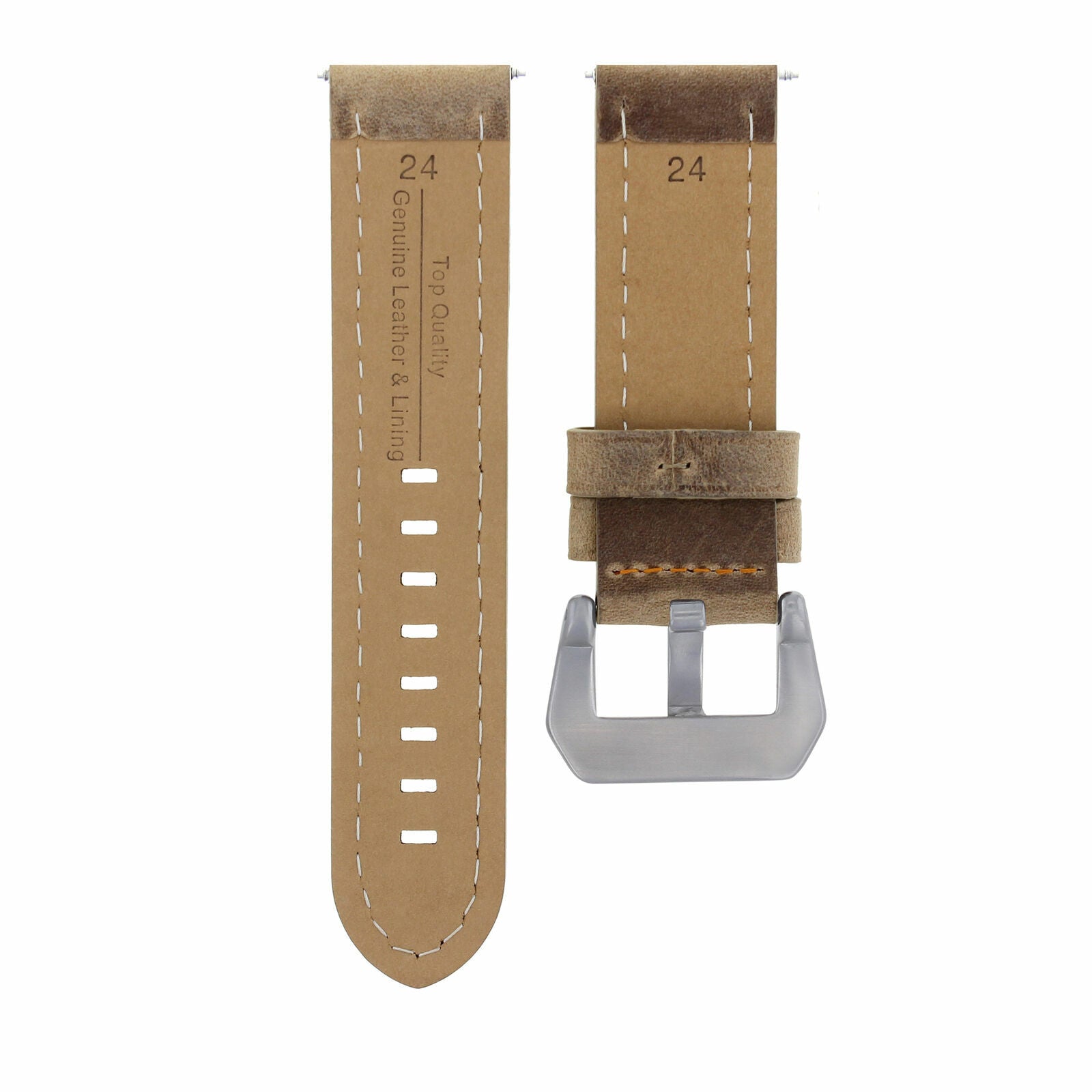 24MM COW LEATHER WATCH BAND STRAP FOR BREITLING CHRONOMAT SAND ORANGE STITCH