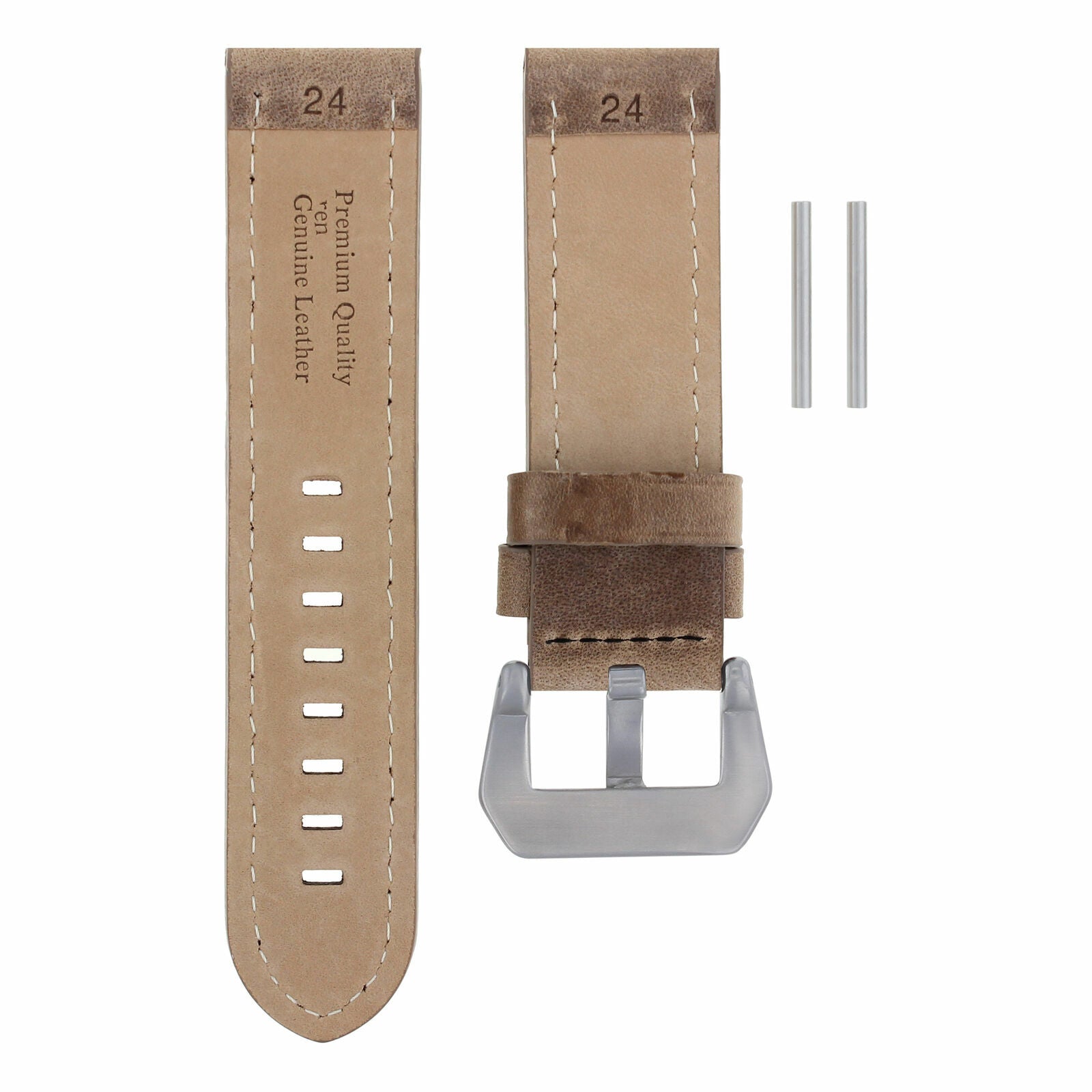 24MM LEATHER WATCH BAND STRAP FOR BREITLING CHRONOMAT SUPEROCEAN SAND BLACK STIT