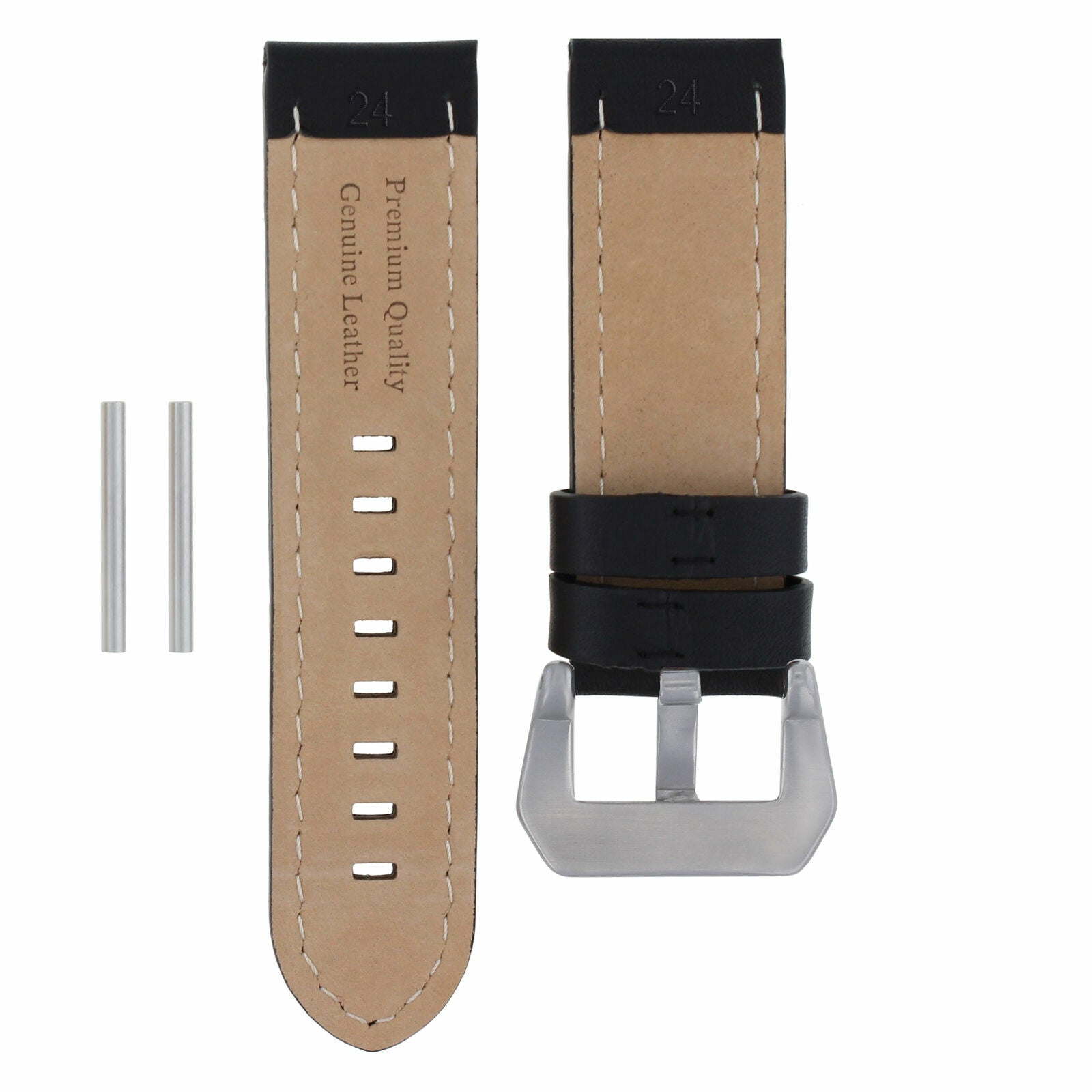 24MM LEATHER WATCH BAND STRAP FOR BREITLING NAVITIMER BENTLEY CHRONOMAT BLACK OS