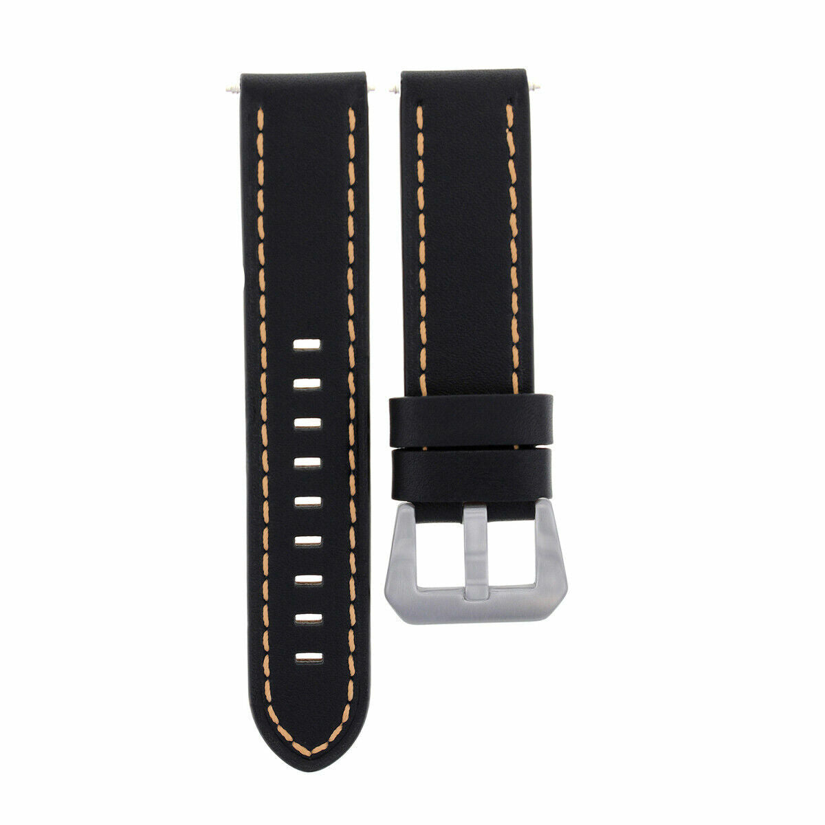 24MM LEATHER WATCH BAND STRAP FOR BREITLING NAVITIMER COLT BLACK ORANGE STITCH