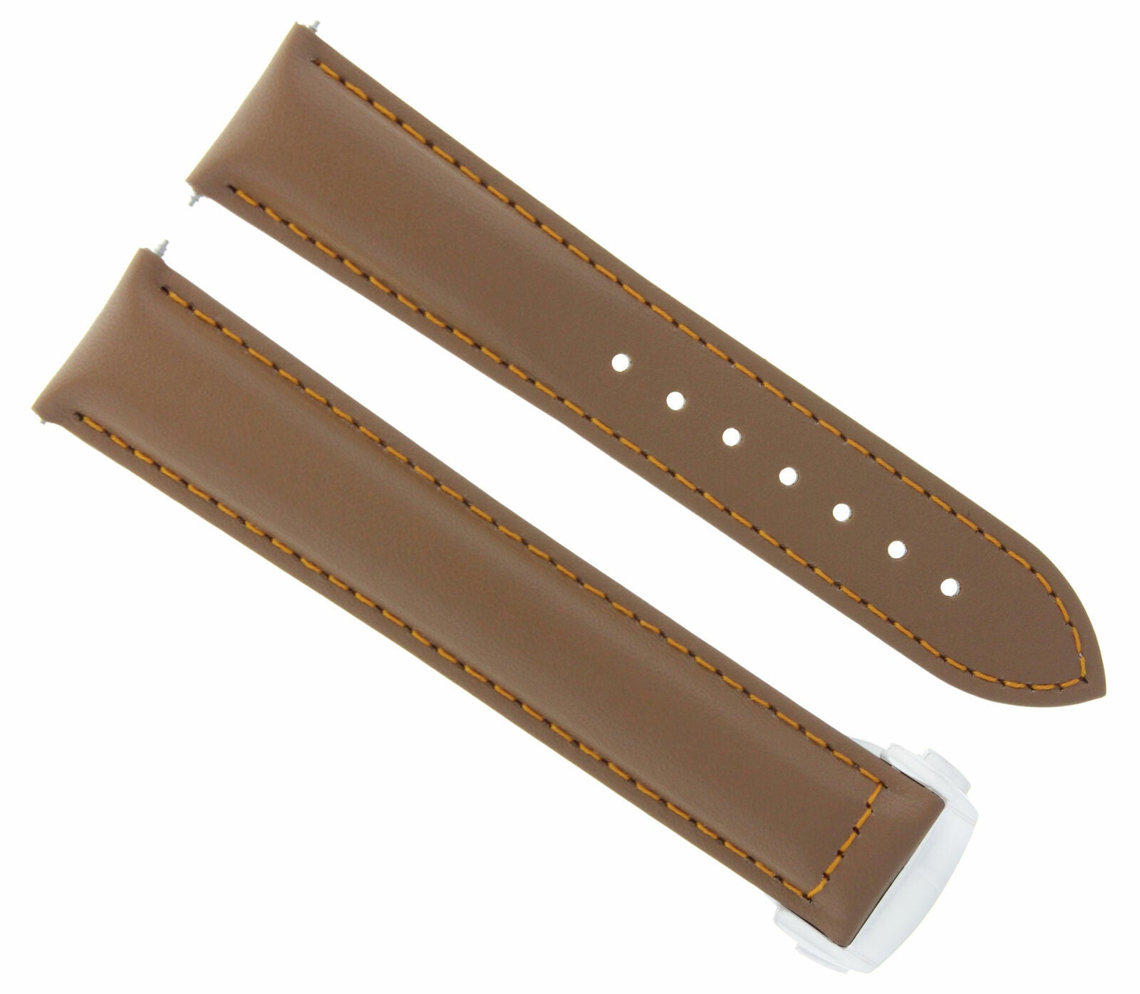 22MM LEATHER WATCH BAND STRAP BAND CLASP FOR OMEGA SEAMASTER PLANET WATCH TAN OS
