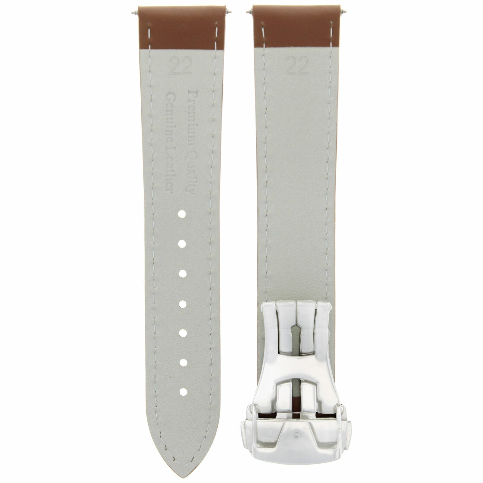 22MM LEATHER WATCH BAND STRAP BAND CLASP FOR OMEGA SEAMASTER PLANET WATCH TAN OS