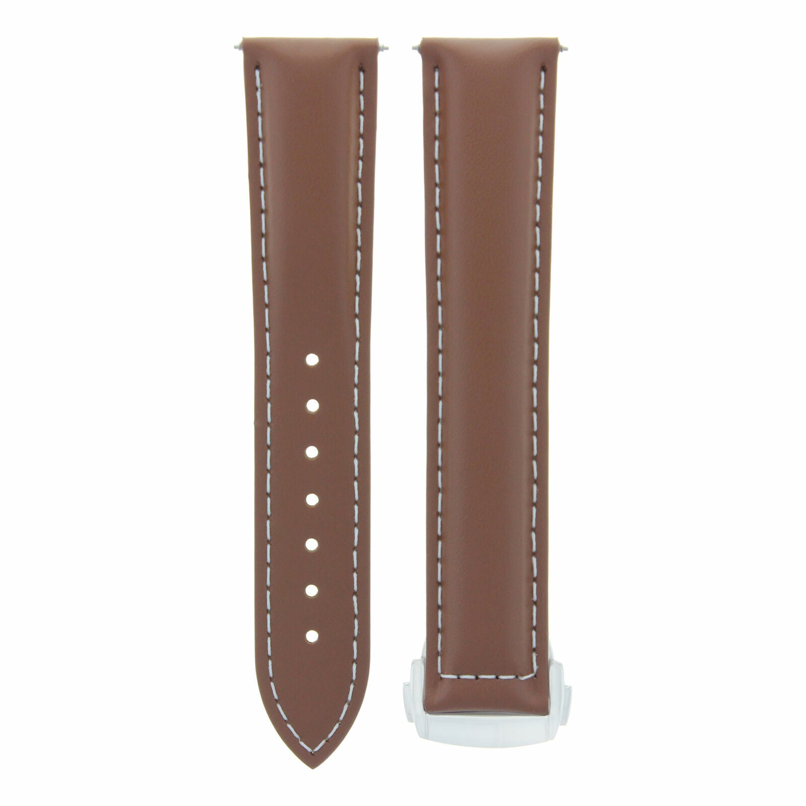 20MM LEATHER BAND STRAP FOR SEAMASTER PLANET OCEAN + CLASP PUSH BUTTON TAN WS