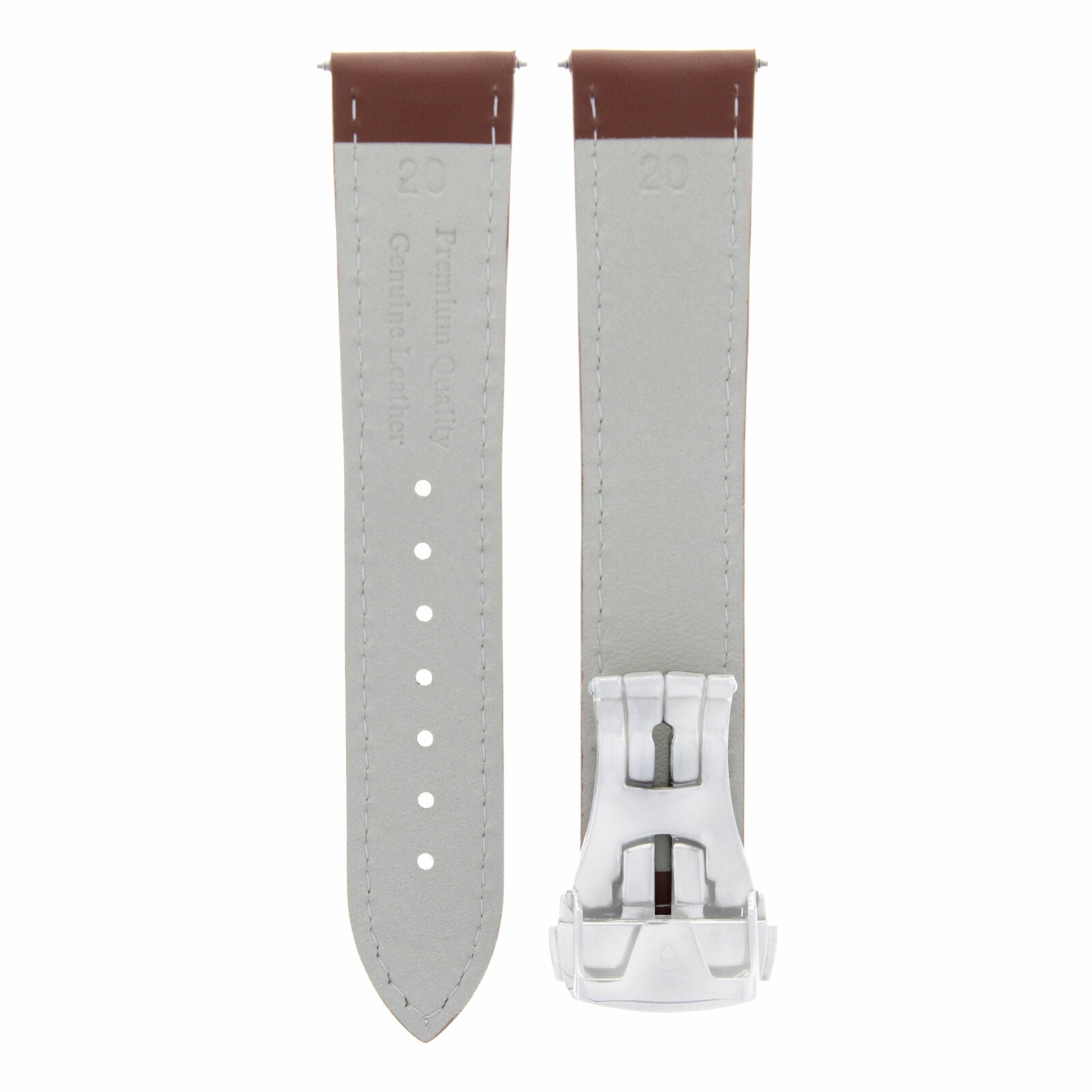 20MM LEATHER BAND STRAP FOR SEAMASTER PLANET OCEAN + CLASP PUSH BUTTON TAN WS