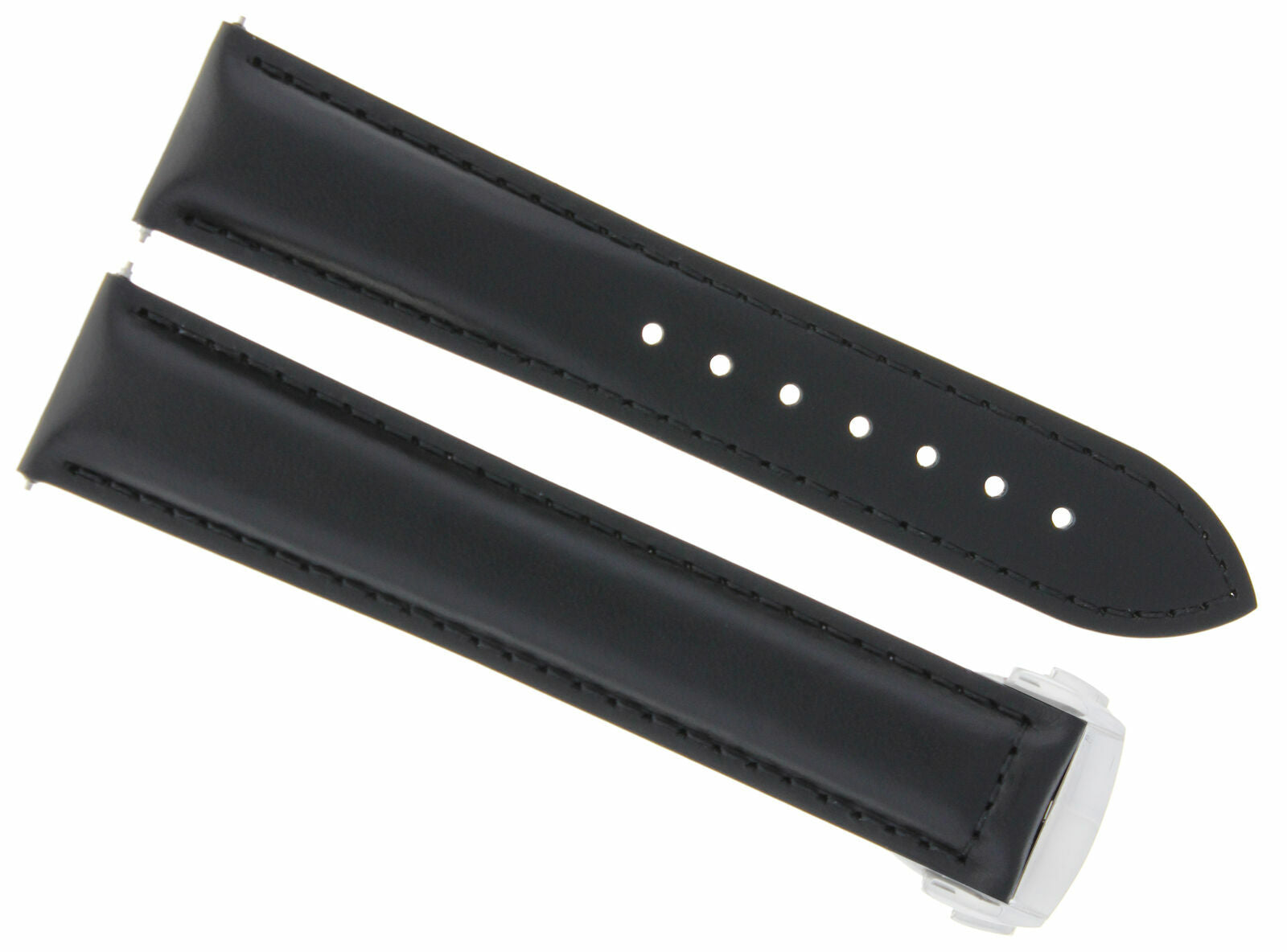 20MM LEATHER BAND STRAP FOR OMEGA SEAMASTER PLANET OCEAN WATCH BLACK PUSH BUTTON