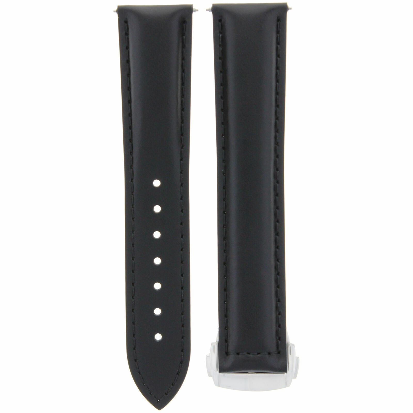 20MM LEATHER BAND STRAP FOR OMEGA SEAMASTER PLANET OCEAN WATCH BLACK PUSH BUTTON