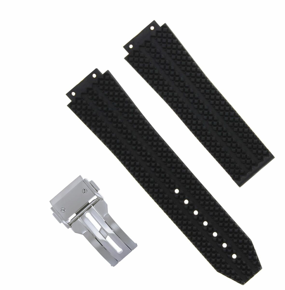 REPLACEMENT 24MM RUBBER BAND STRAP CLASP FIT HUBLOT BIG BANG 44-45MM WATCH BLACK