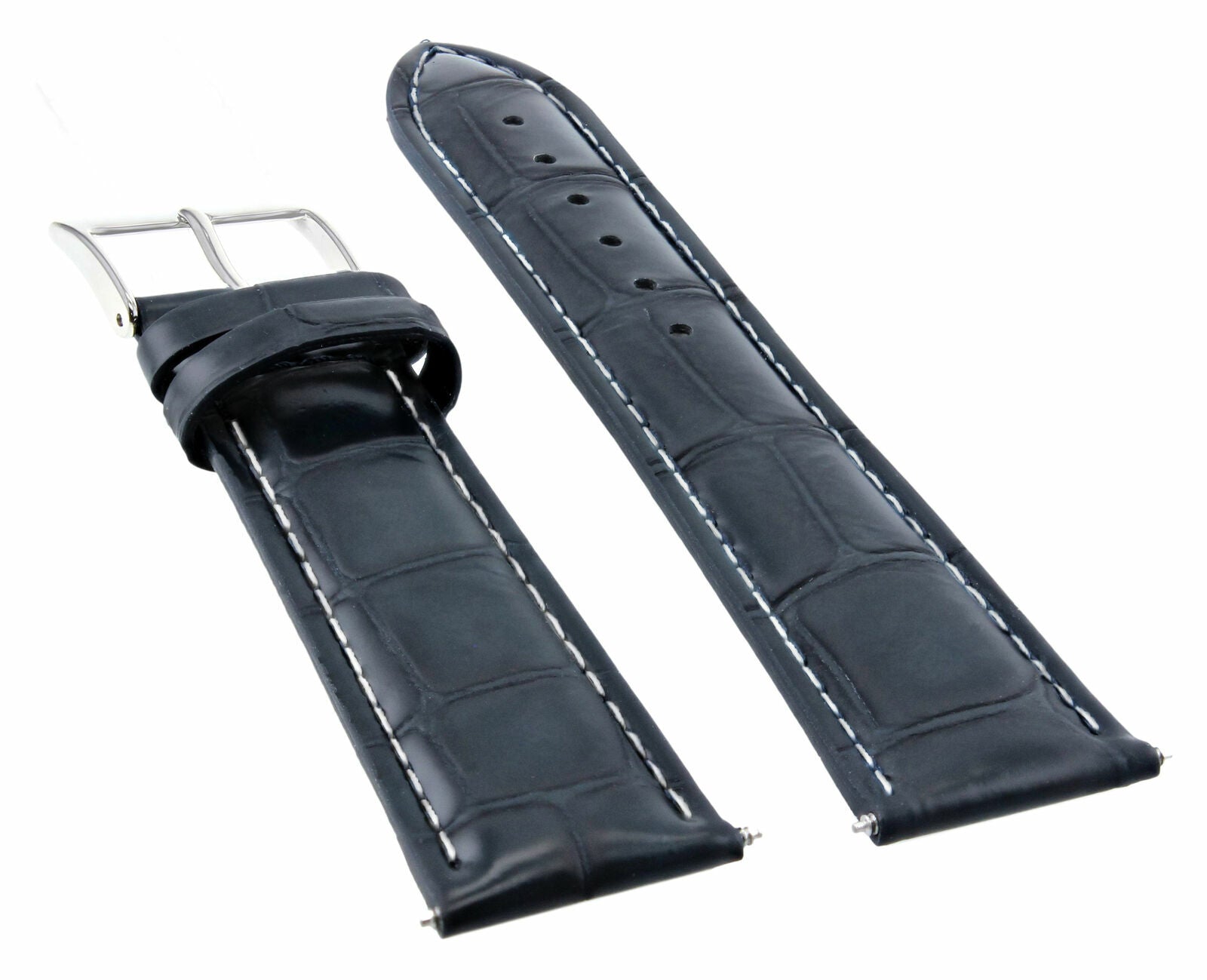 19MM GATOR LEATHER WATCH BAND STRAP FOR ROLEX DATE 1500 5500 5505 DARK BLUE WS