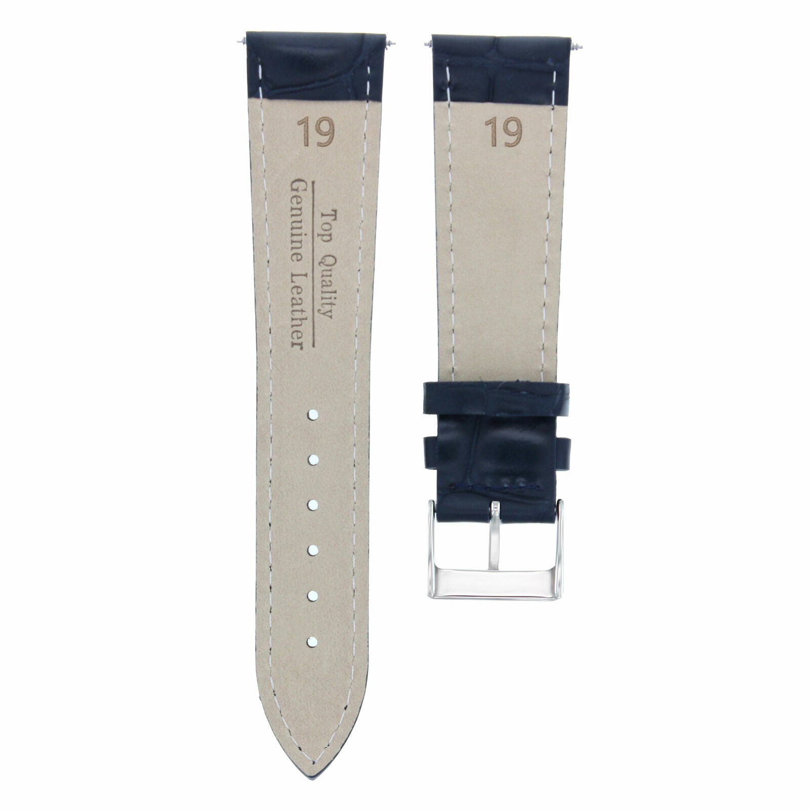 19MM GATOR LEATHER WATCH BAND STRAP FOR ROLEX DATE 1500 5500 5505 DARK BLUE WS