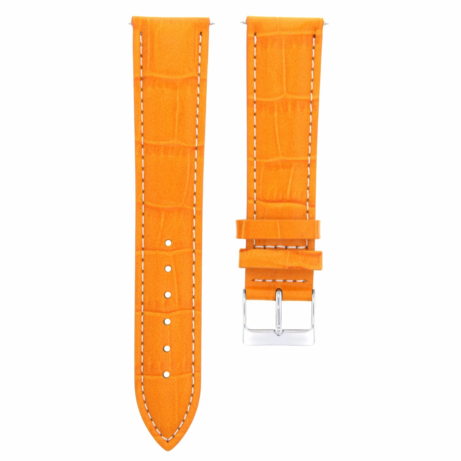 22MM LEATHER WATCH BAND STRAP FOR FOSSIL WATCH ORANGE WHITE STITCH