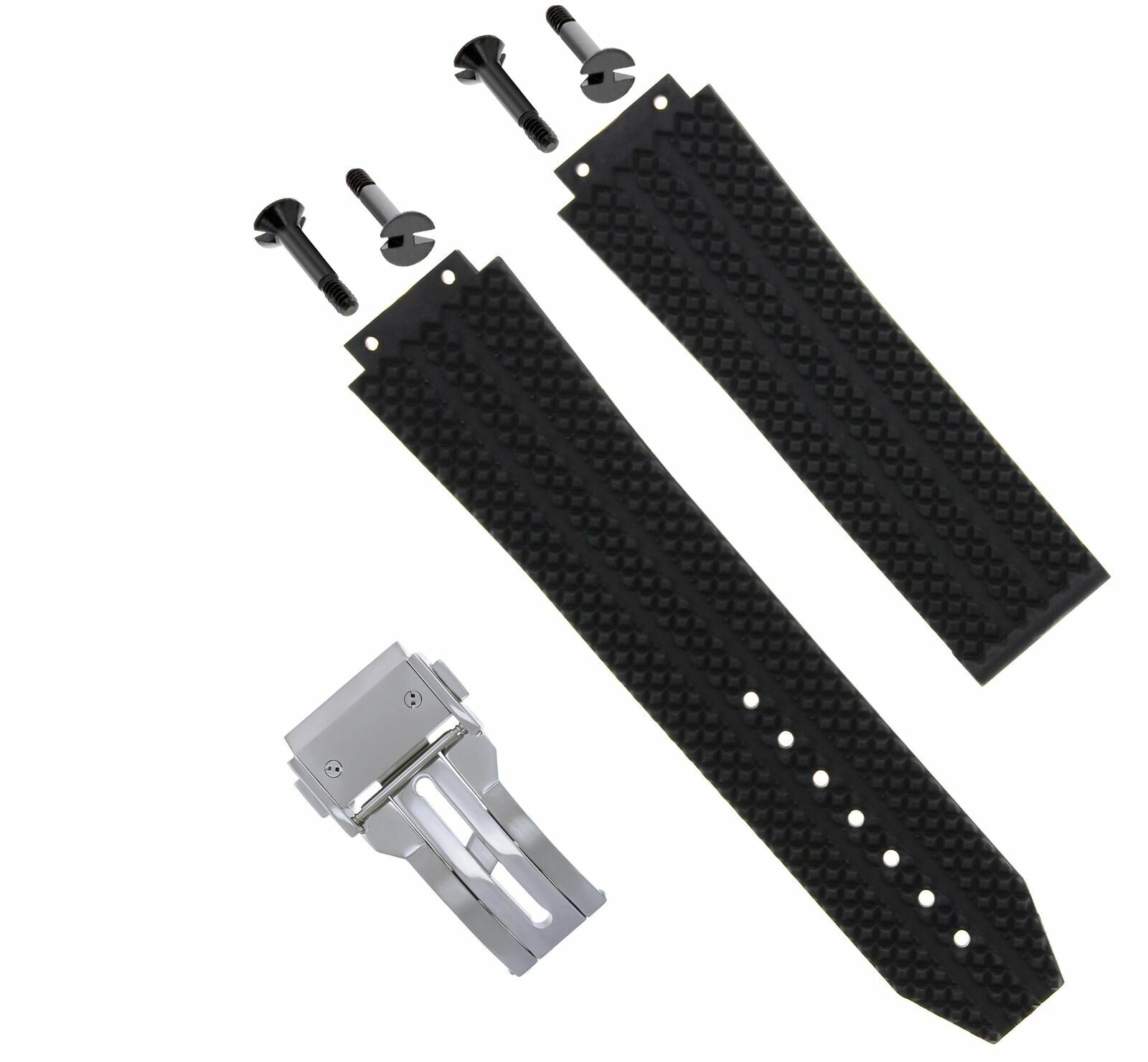REPLACEMENT 24MM RUBBER BAND STRAP CLASP FIT HUBLOT H BIG BANG 44- 45MM BLACK