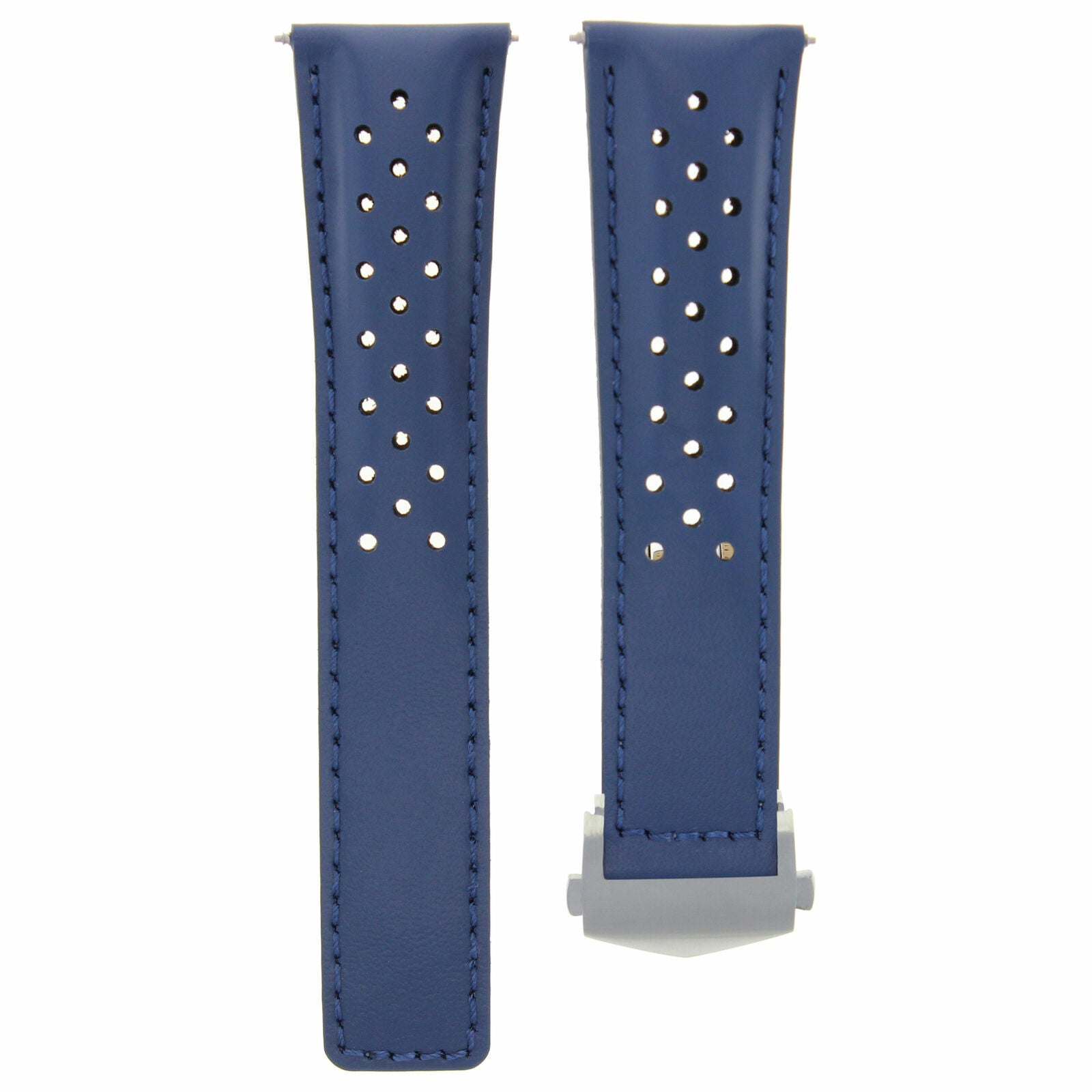 LEATHER BAND STRAP 22MM FOR TAG HEUER MONACO CARRERA CALIBRE 16,1887 CV2A1V BLUE