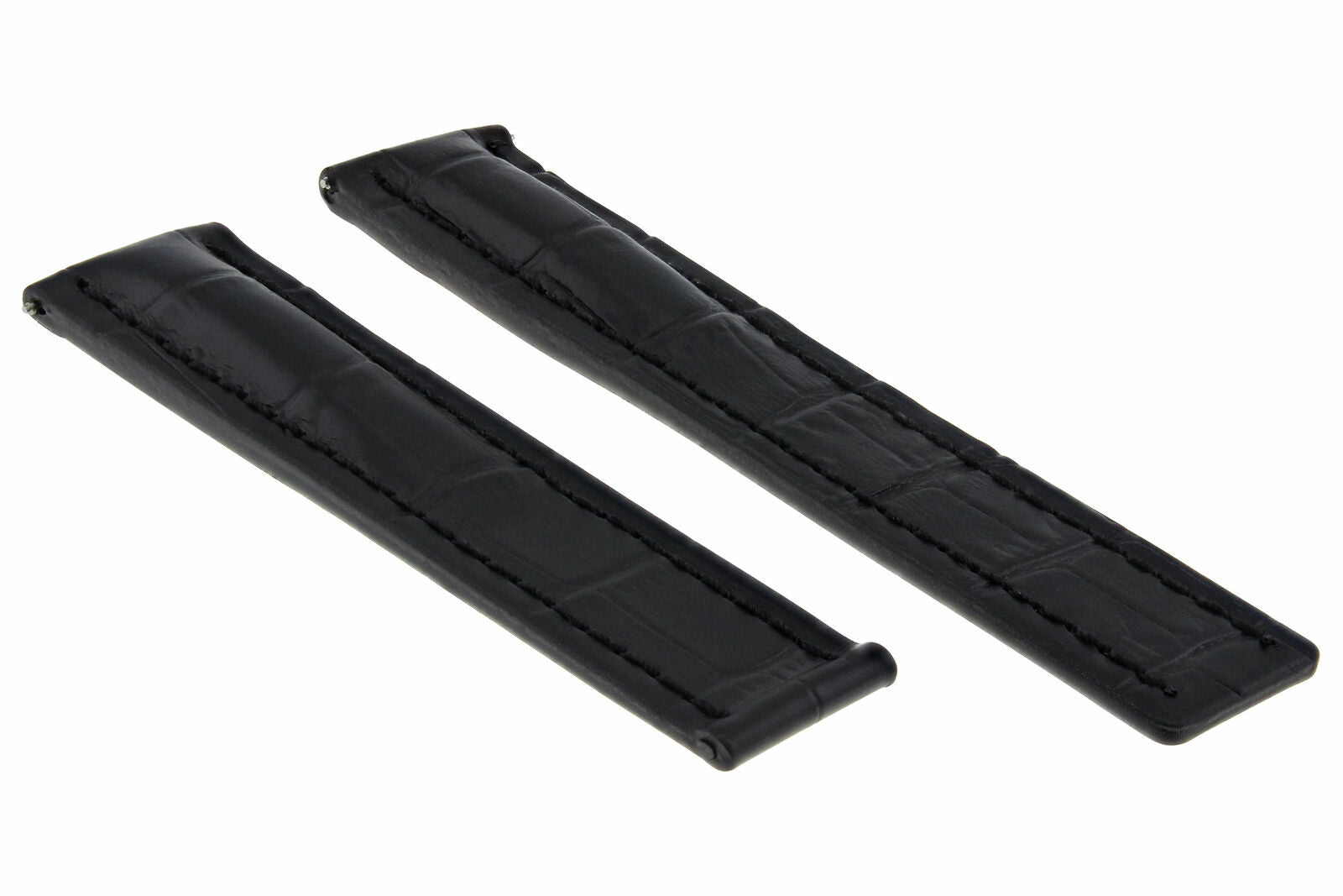 24MM/20MM LEATHER WATCH STRAP BAND DEPLOYMENT CLASP FOR BREITLING COLT BLACK