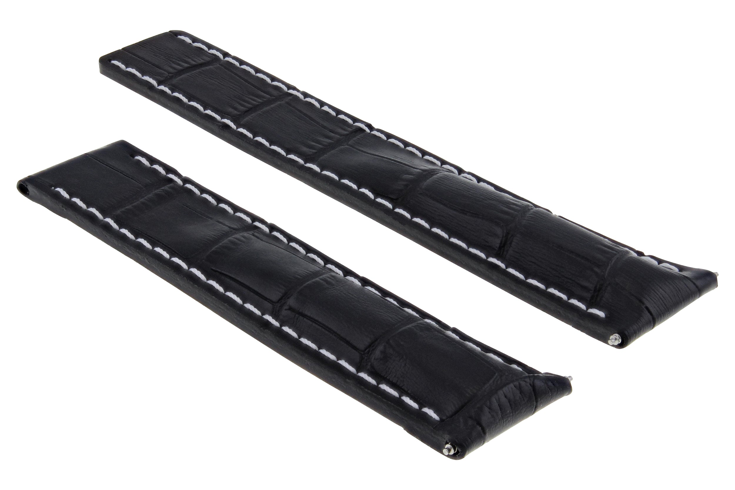 24/20 LEATHER BAND STRAP FOR BREITLING NAVITIMER COLT DEPLOYMENT BUCKLE BLACK WS
