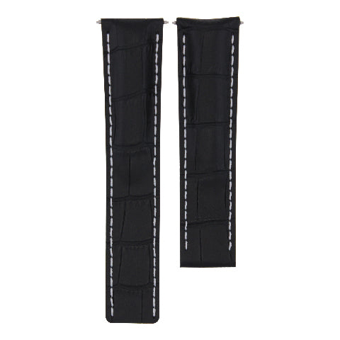 24/20 LEATHER BAND STRAP FOR BREITLING NAVITIMER COLT DEPLOYMENT BUCKLE BLACK WS