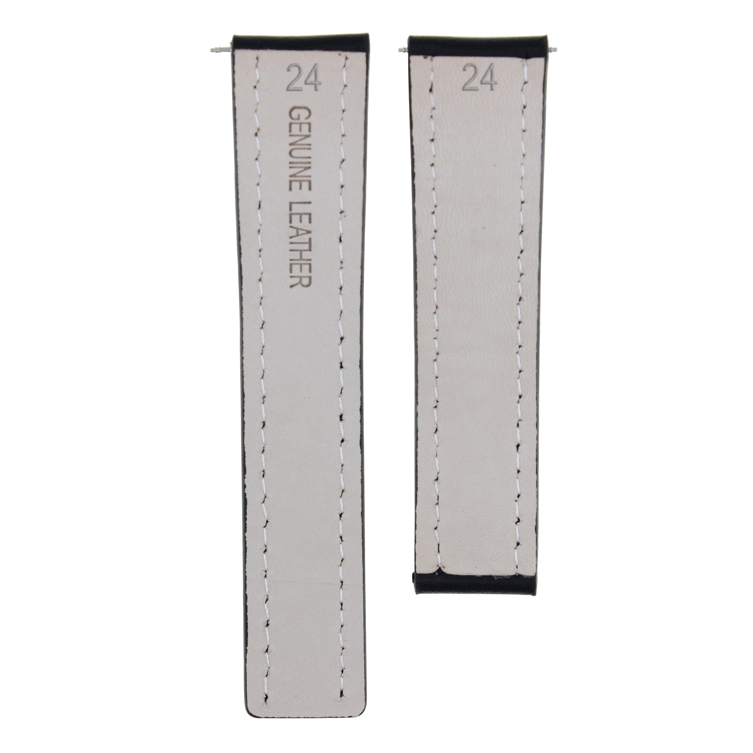 24/20 LEATHER BAND STRAP FOR BREITLING NAVITIMER COLT DEPLOYMENT BUCKLE BLACK WS