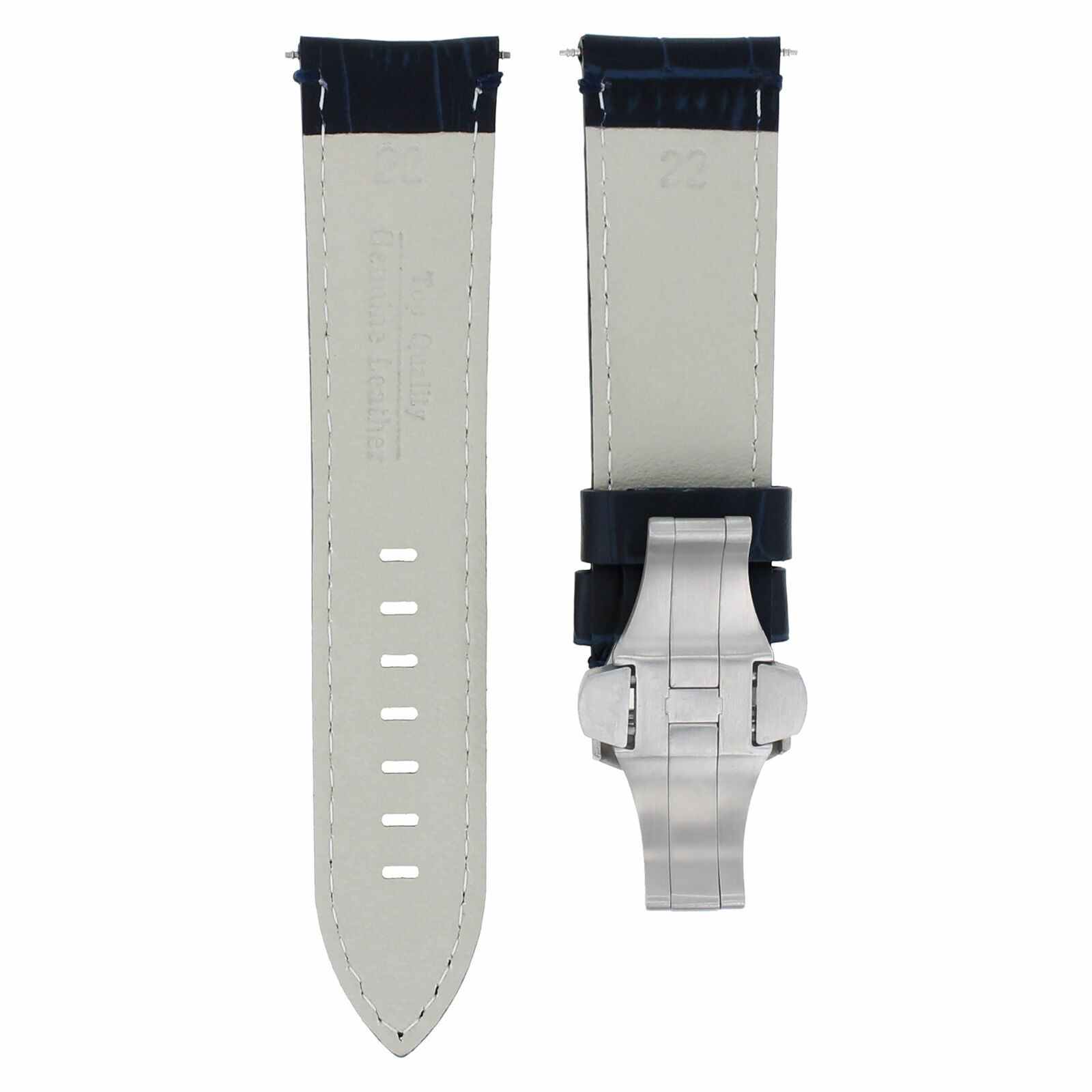 22MM LEATHER WATCH BAND STRAP FOR 42MM MONTBLANC TIMEWALKER WATCH CLASP BLUE
