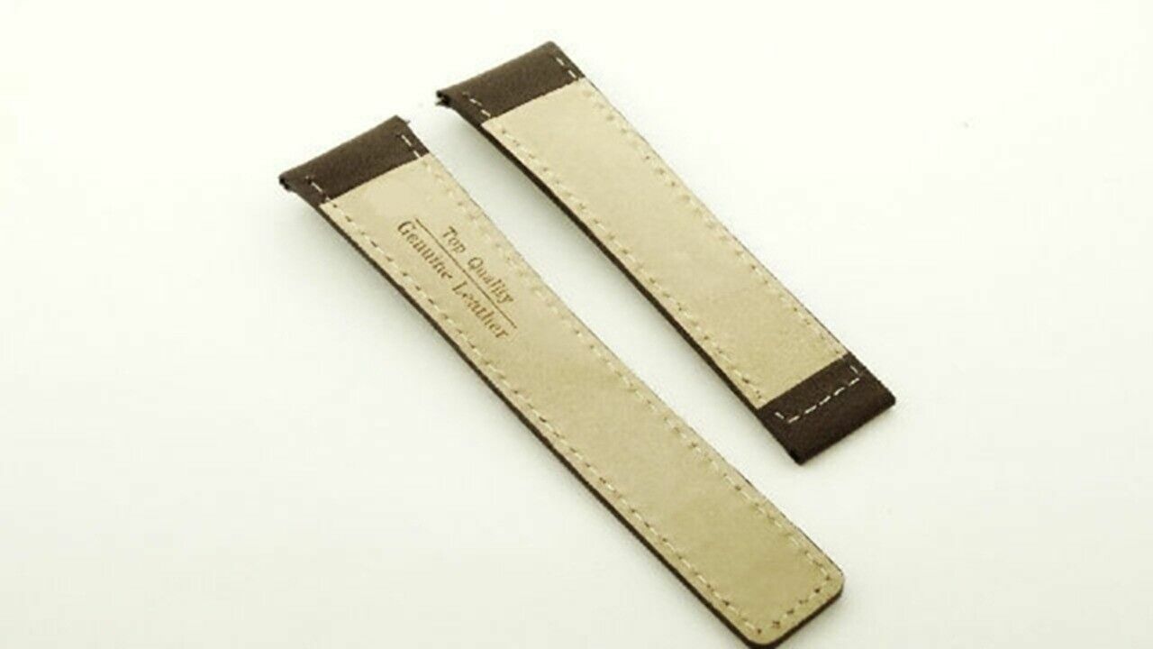 LEATHER STRAP BAND FOR VACHERON CONSTANTIN 20/16MM DEPLOY CLASP BROWN SMOOTH