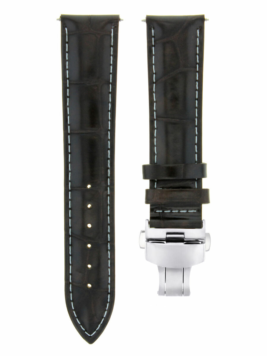 18MM LEATHER WATCH STRAP BAND DEPLOYMENT CLASP BUCKLE FOR BREITLING D/BROWN WS