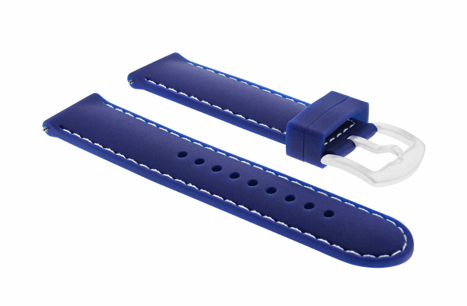 22MM SOFT RUBBER DIVER WATCH BAND STRAP FOR CERTINA WATCH BLUE WHITE STITCH