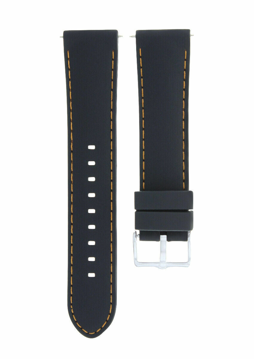 20MM SOFT RUBBER DIVER BAND STRAP FOR CERTINA DS PODIUM BLACK ORANGE STITCH