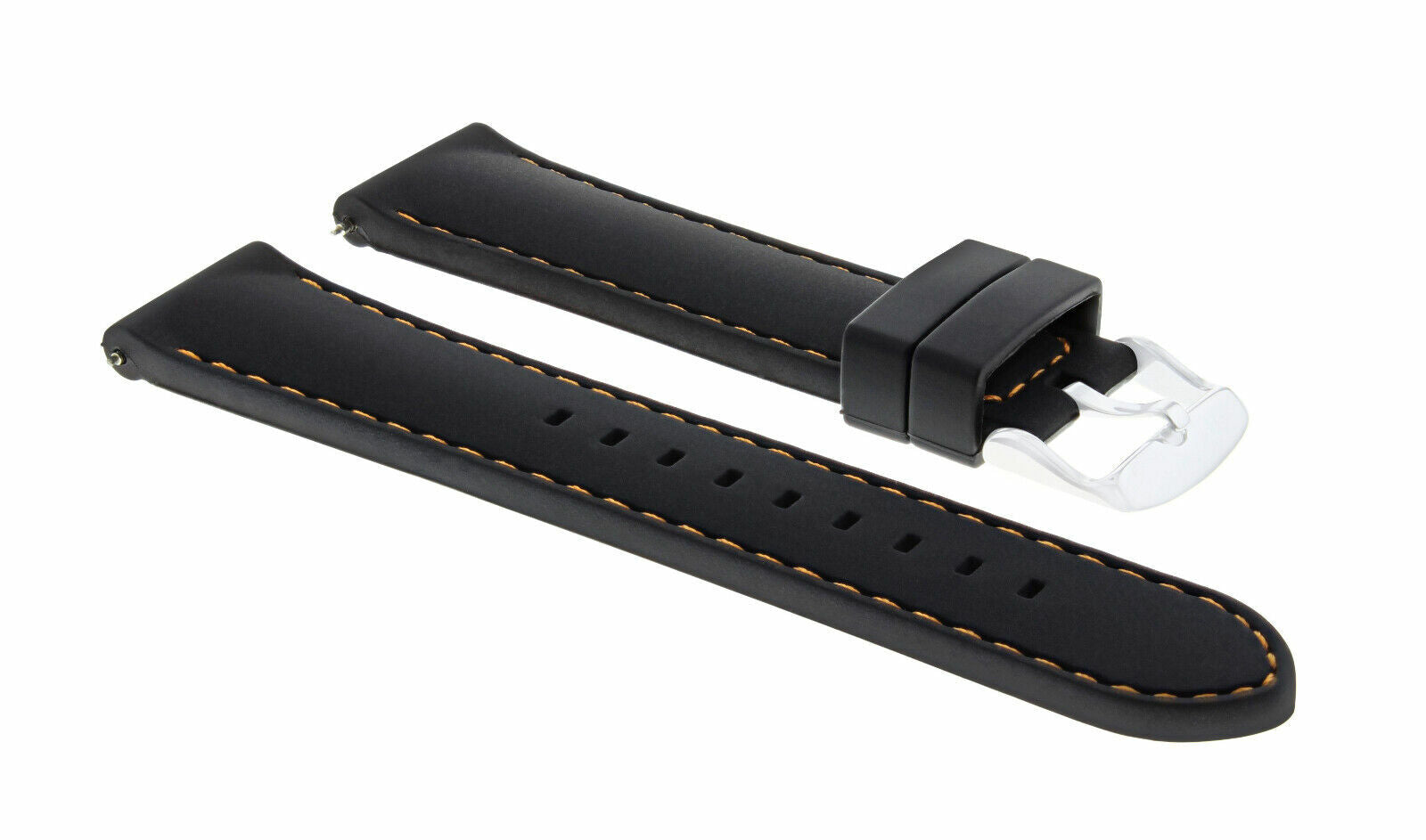 20MM SOFT RUBBER DIVER BAND STRAP FOR CERTINA DS PODIUM BLACK ORANGE STITCH