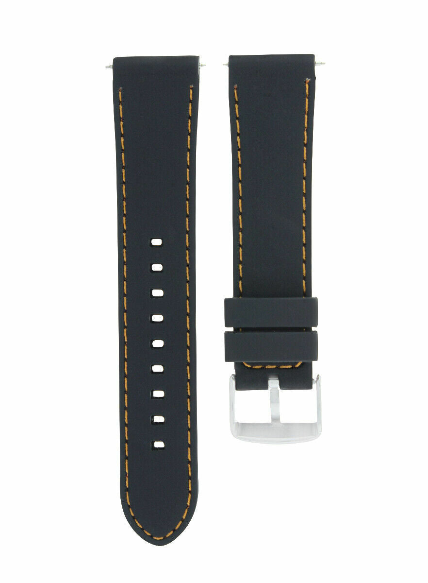 20MM SOFT RUBBER DIVER BAND STRAP FOR CERTINA DS PODIUM BLACK ORANGE STITCH