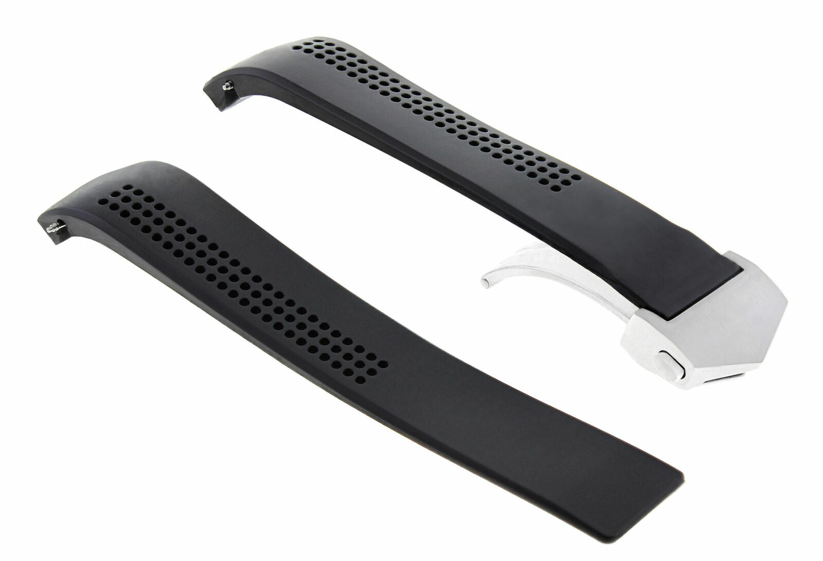 22MM RUBBER WATCH BAND STRAP FOR TAG HEUER CARRERA MODEL + CLASP BLACK