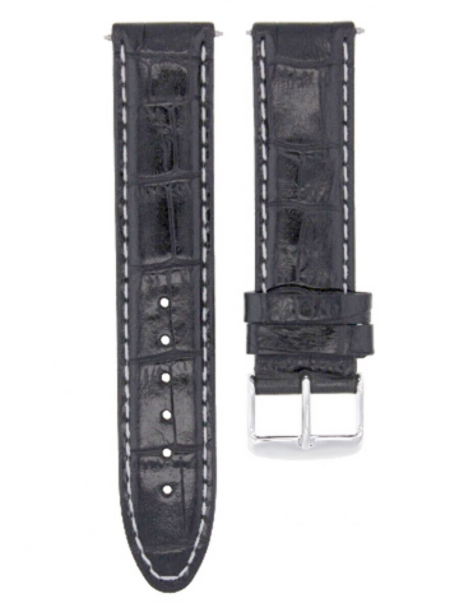 18MM ALLIGATOR LEATHER WATCH STRAP BAND FOR ULYSSE NARDIN 18/18MM TQ BLACK WS