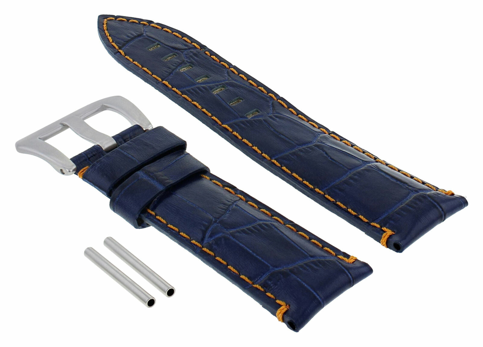 24MM GENUINE LEATHER WATCH BAND STRAP FOR PAM 44MM PANERAI BLUE ORANGE STITCH