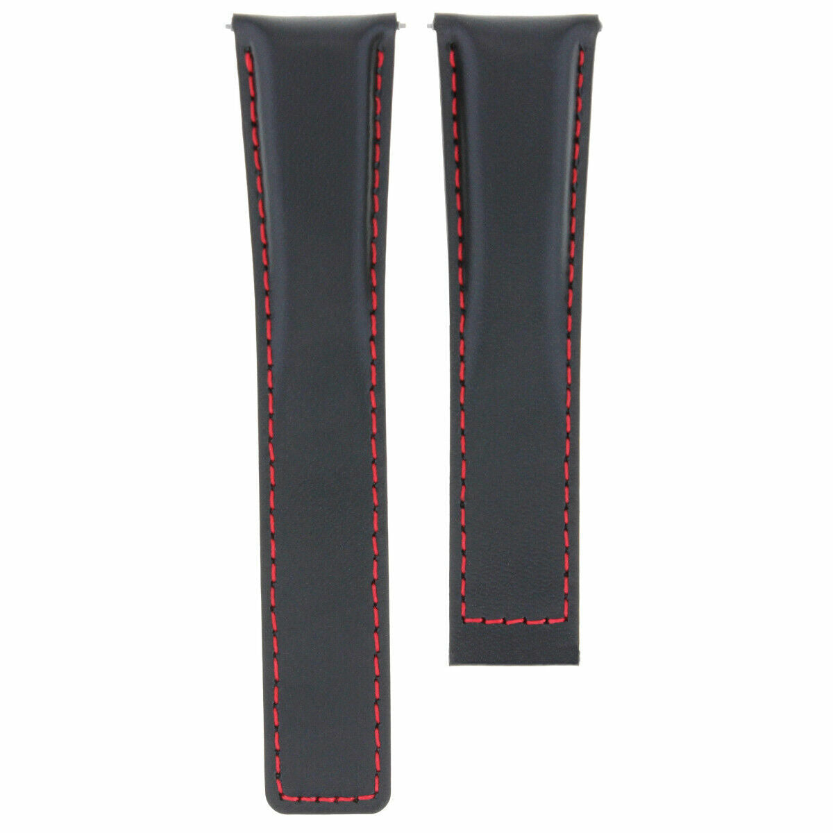 20MM LEATHER WATCH BAND CLASP FOR TAG HEUER CARRERA CV2013 BLACK RED STITCH