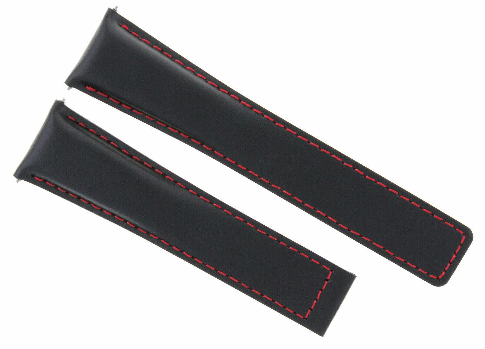 20MM LEATHER WATCH BAND CLASP FOR TAG HEUER CARRERA CV2013 BLACK RED STITCH