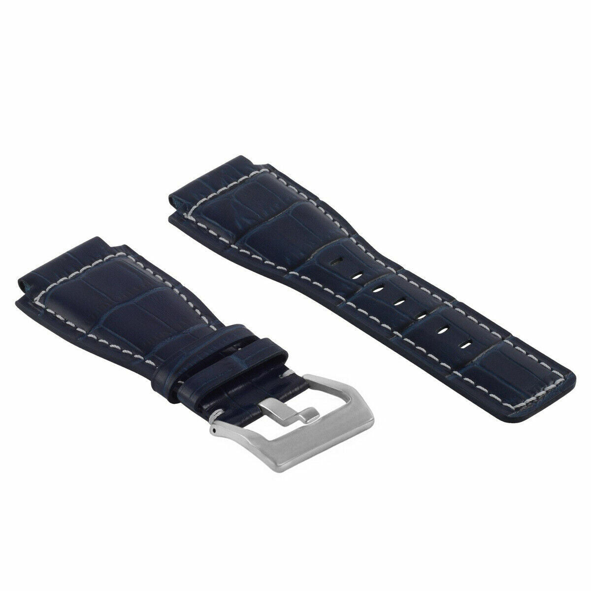 NEW 24MM LEATHER WATCH BAND STRAP FOR BELL & ROSS BR-01-BR-03 WATCH BLUE WS