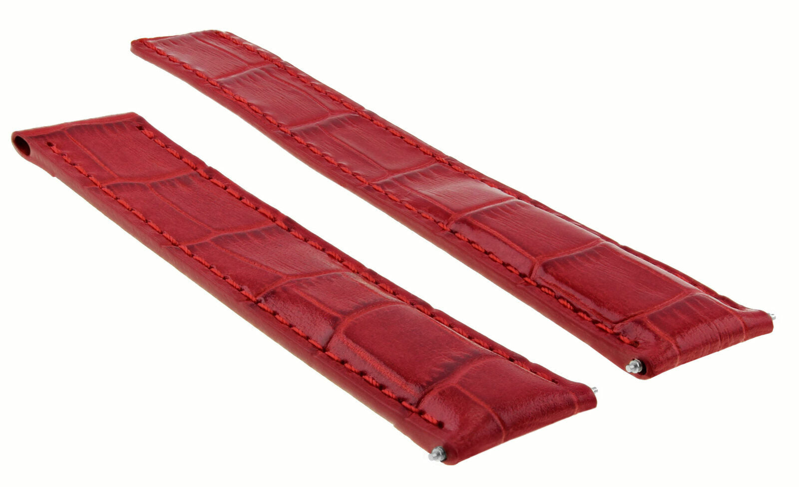 18MM LEATHER WATCH BAND STRAP FIT FOR CARTIER TANK WATCH DEPLOYMENT CLASP RED