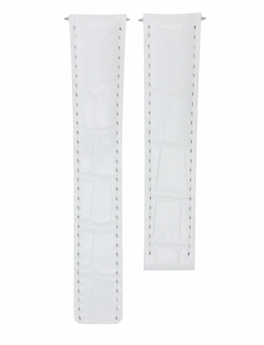18MM LEATHER WATCH STRAP BAND FOR CARTIER TANK FRANCAISE DEPLOYMENT CLASP WHITE