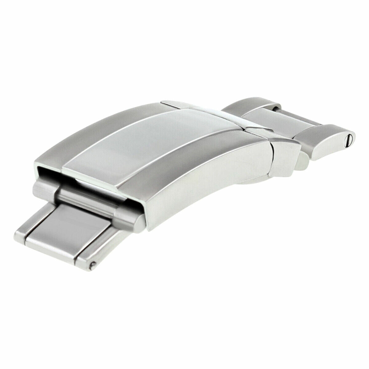 LOCK CLASP BUCKLE FOR ROLEX OYSTER WATCH BAND SHINY CENTER MATTE 3 SIDE STEEL