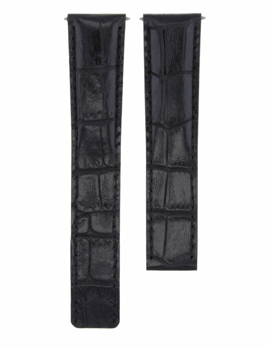 20MM LEATHER WATCH STRAP BAND FOR BREITLING WATCH DEPLOYMENT CLASP 20/18 BLACK