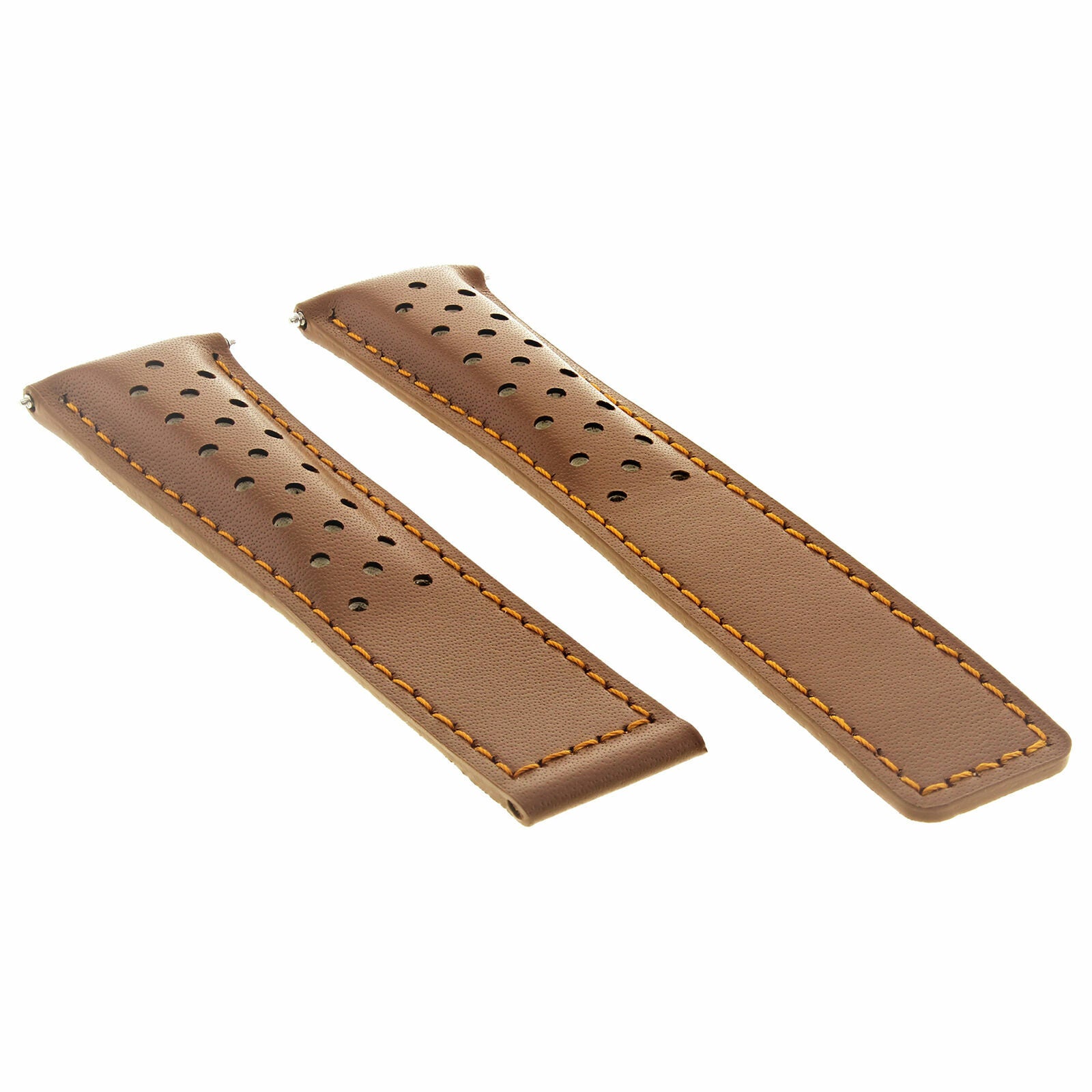 LEATHER BAND STRAP CLASP 19MM FOR TAG HEUER CARRERA CALIBRE 5 TAN OS PERFORAT