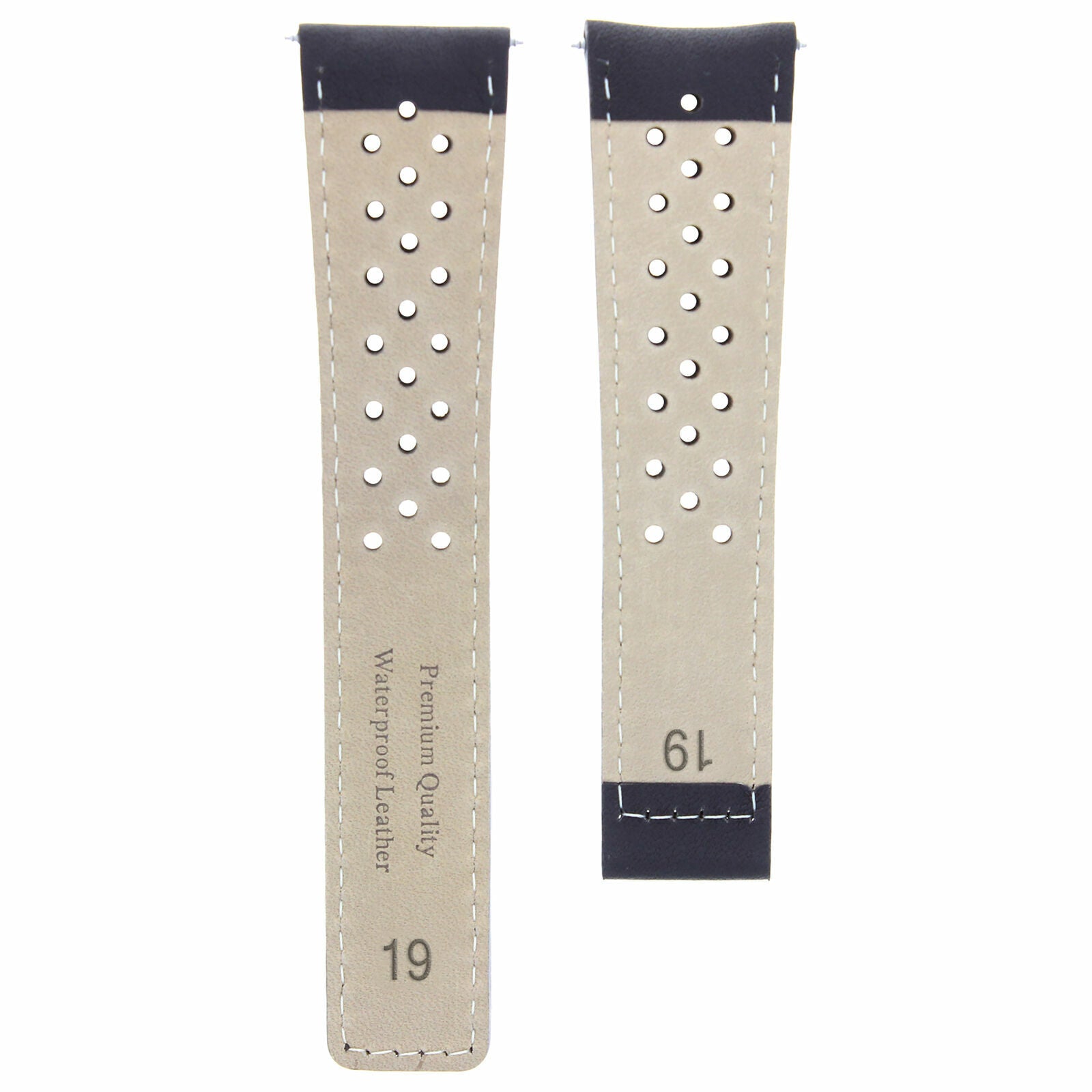 LEATHER BAND STRAP SMOOTH 19MM FOR TAG HEUER CARRERA TWIN TIME BROWN WS PERFORAT