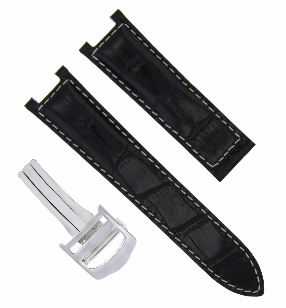 18MM LEATHER WATCH STRAP BAND CLASP FOR 35MM CARTIER PASHA 2377 BLACK WS #1PCS